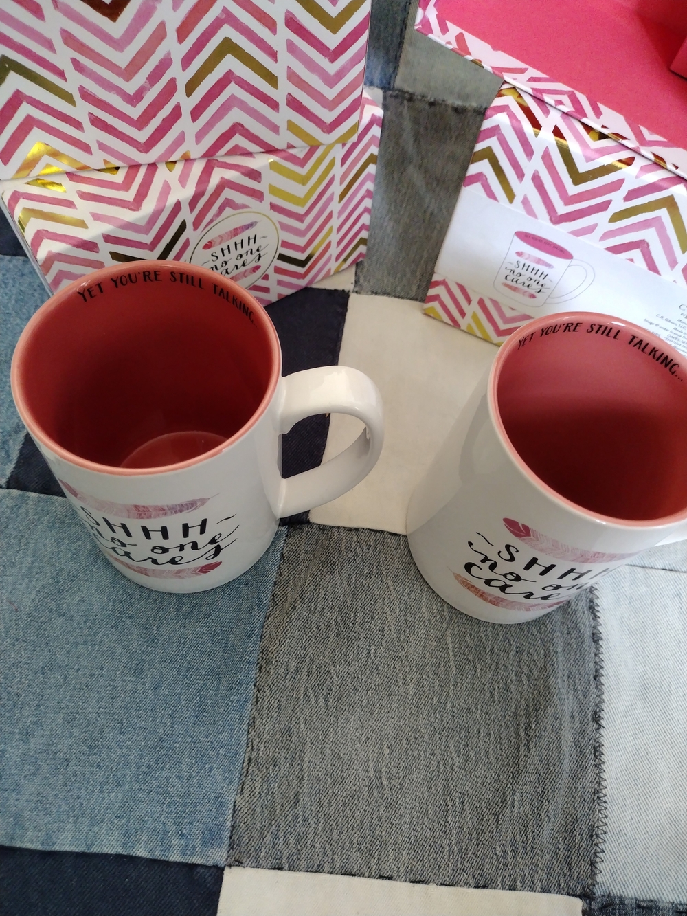 Shhh - No One Cares - Ceramic Mugs (2) By Gibson "Sassy Sips" NWOT - Picture 2 of 8